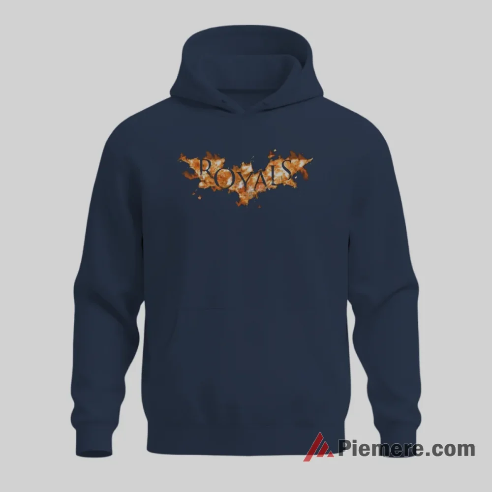 Kansas City Royals Batman Flame Logo Baseball Shirt on navy hoodie for men graphic tee