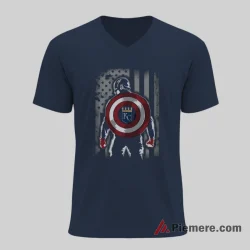 Kansas City Royals Captain America Flag Hero Baseball Shirt on navy v-neck shirt for men graphic tee