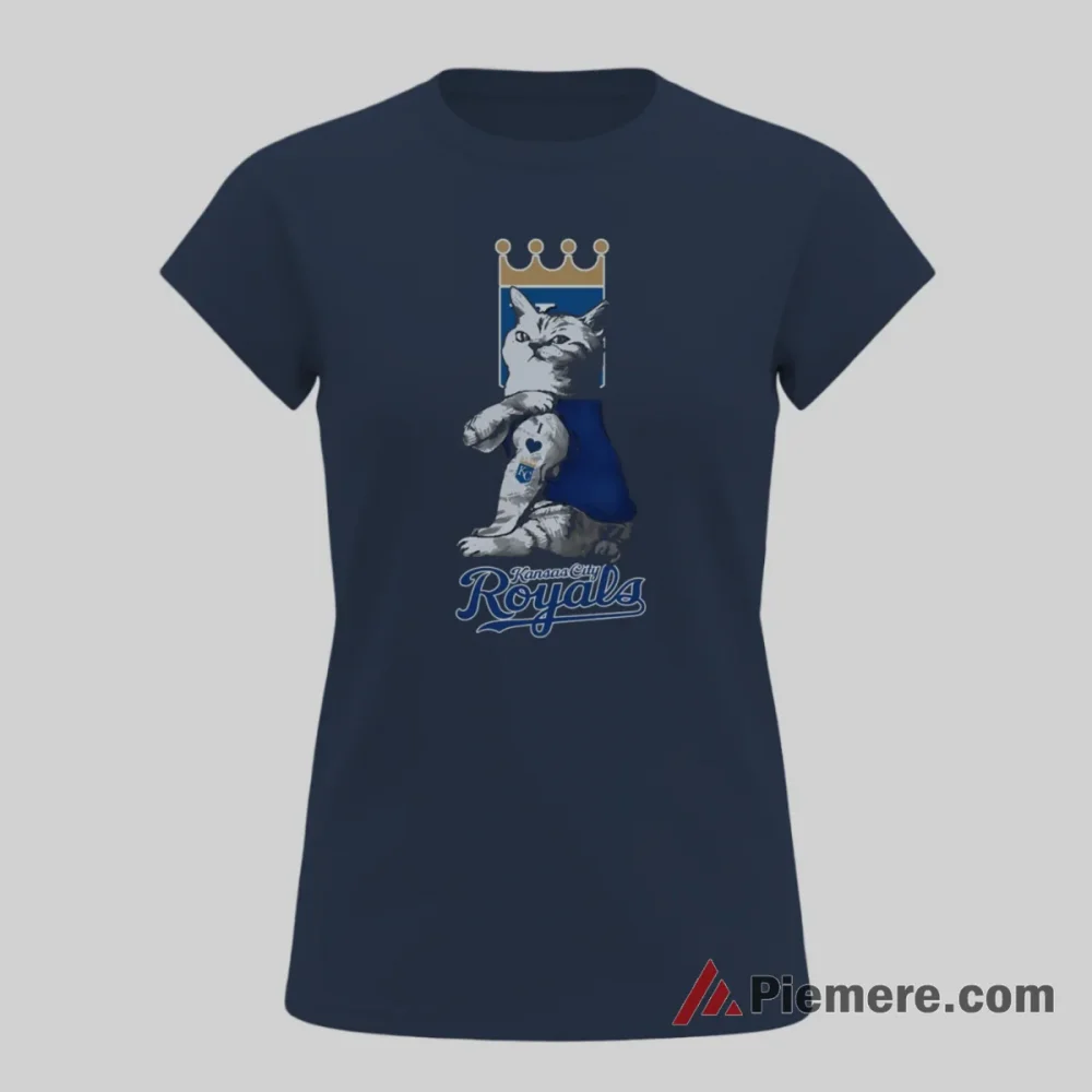 Kansas City Royals Cat Lover Baseball Fan Shirt on navy short sleeve shirt for women graphic tee