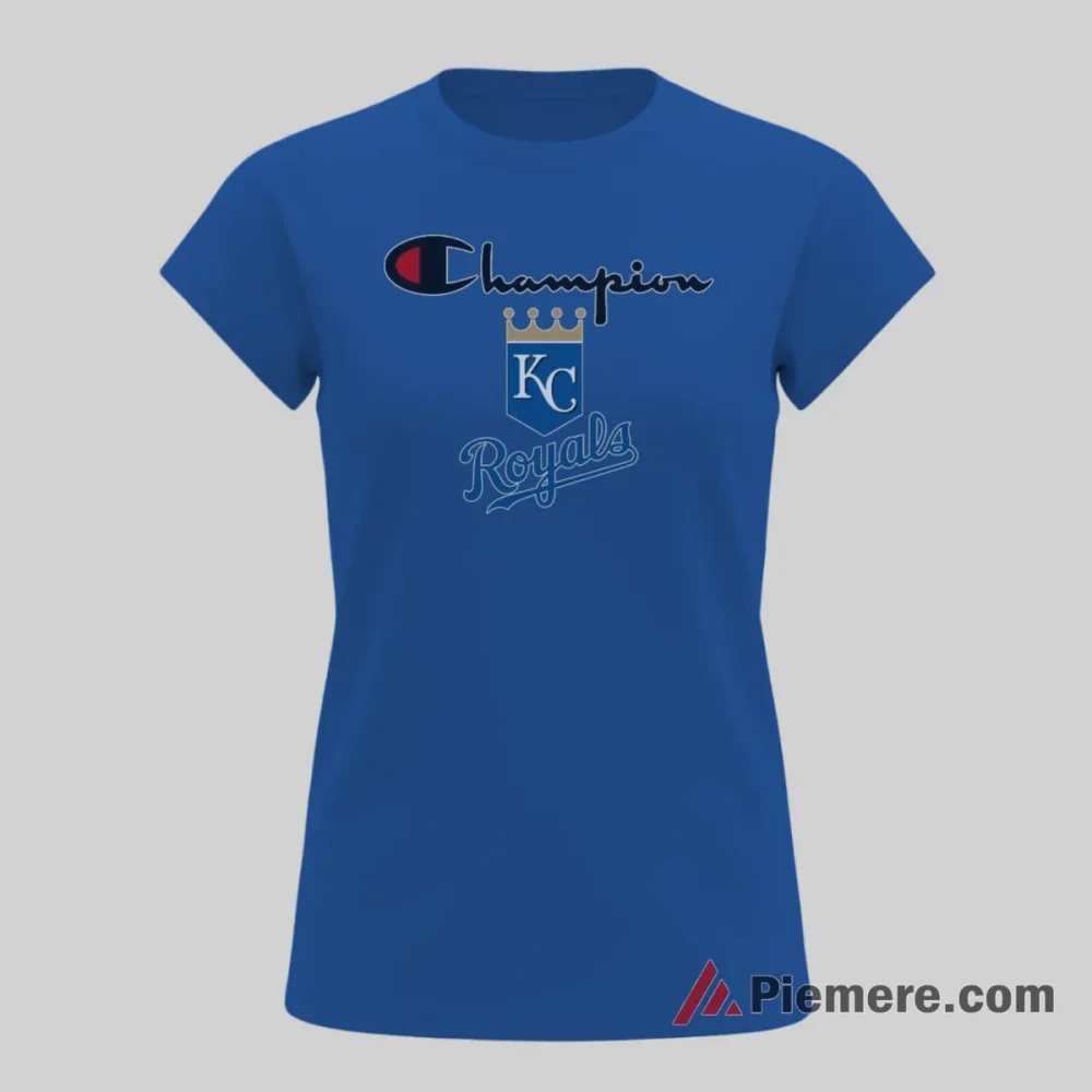 Kansas City Royals Champion Crown Baseball Heritage Shirt on royal blue short sleeve shirt for women graphic tee