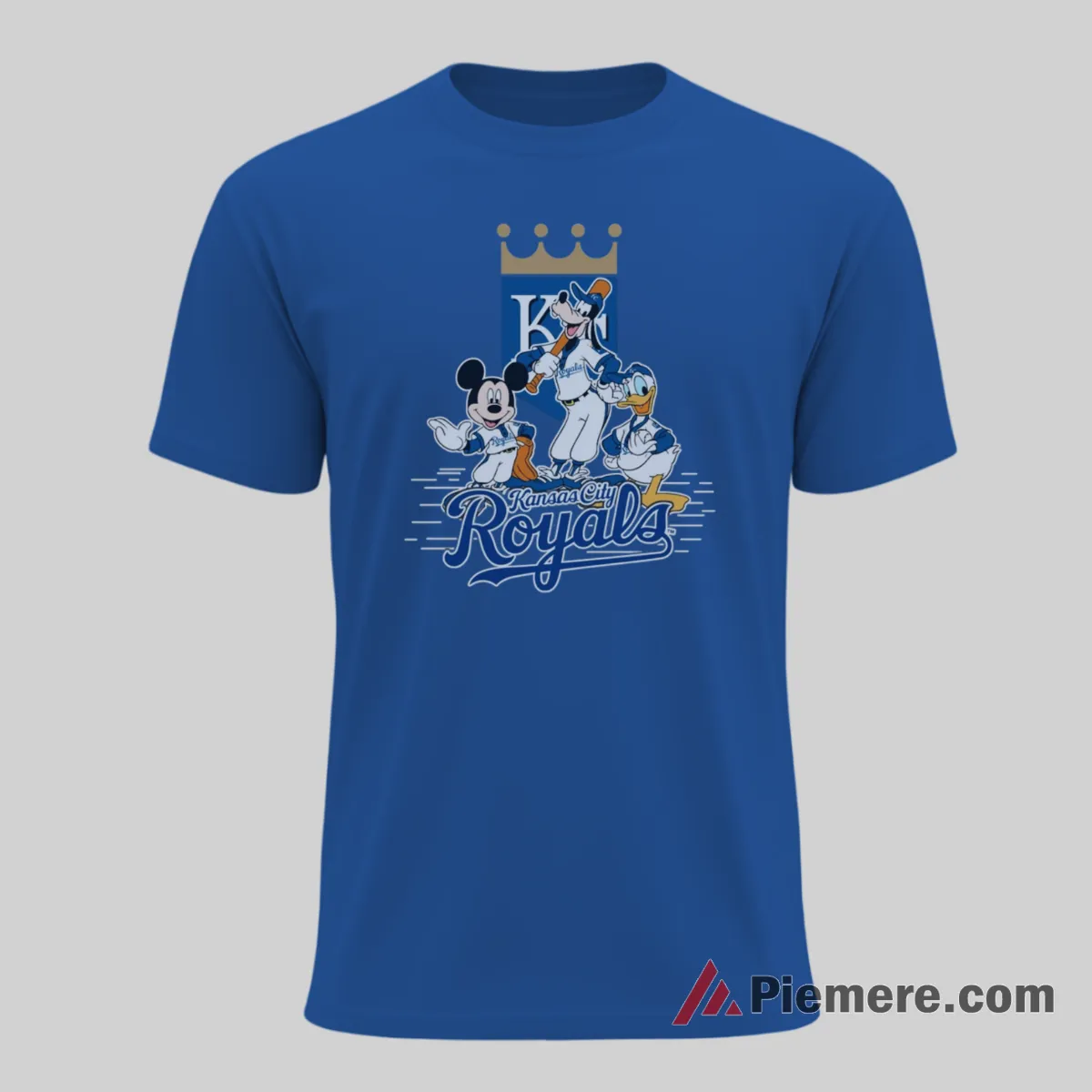 Kansas City Royals Champions Mickey Mouse Donald Duck Goofy Shirt on royal blue short sleeve shirt for men graphic tee