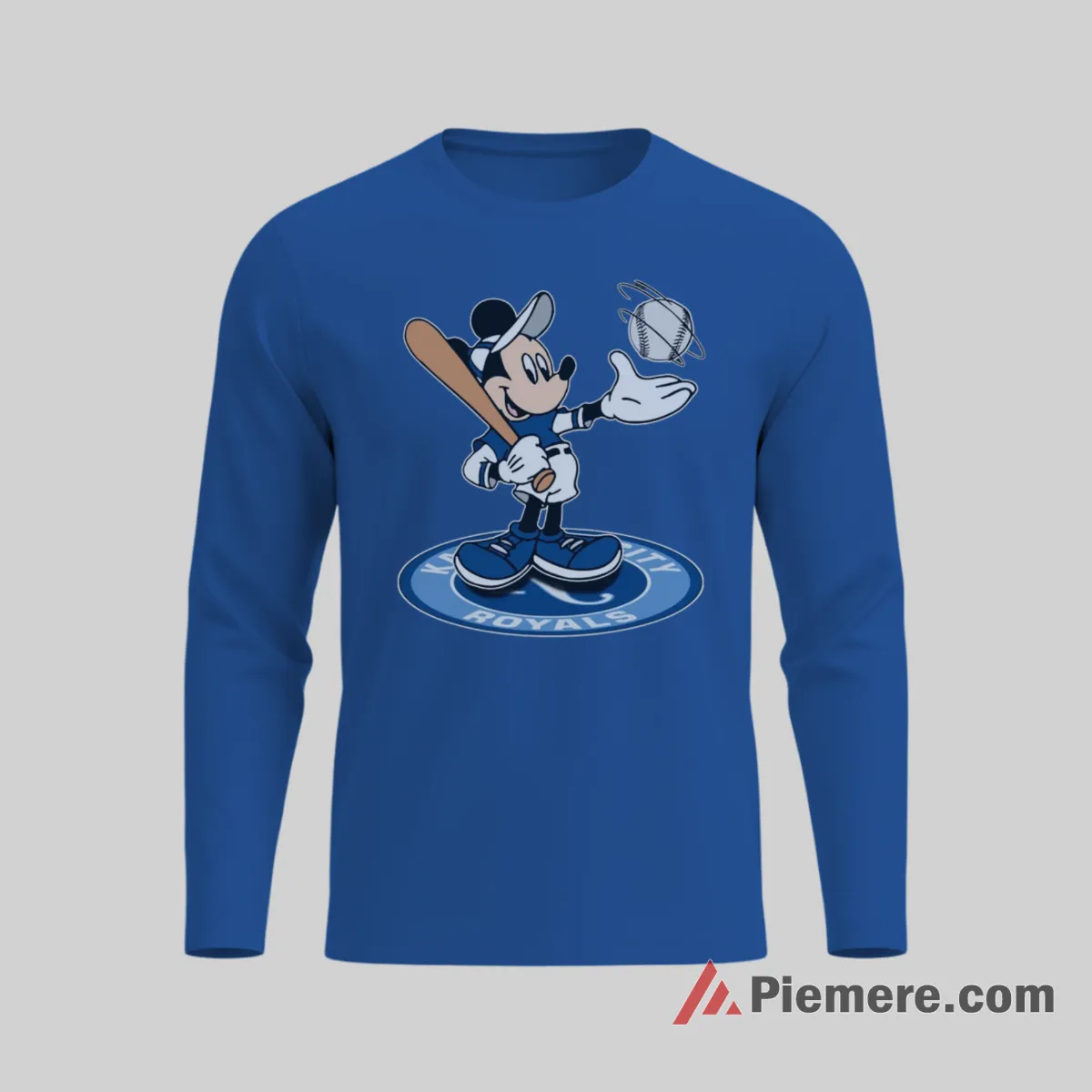 Kansas City Royals Cheerful Mickey Mouse Baseball Shirt on royal blue long sleeve shirt for men graphic tee