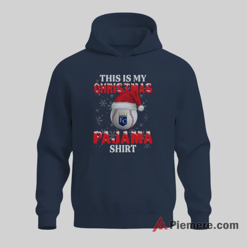 Kansas City Royals Christmas Pajama Baseball Fan Shirt on navy hoodie for men graphic tee