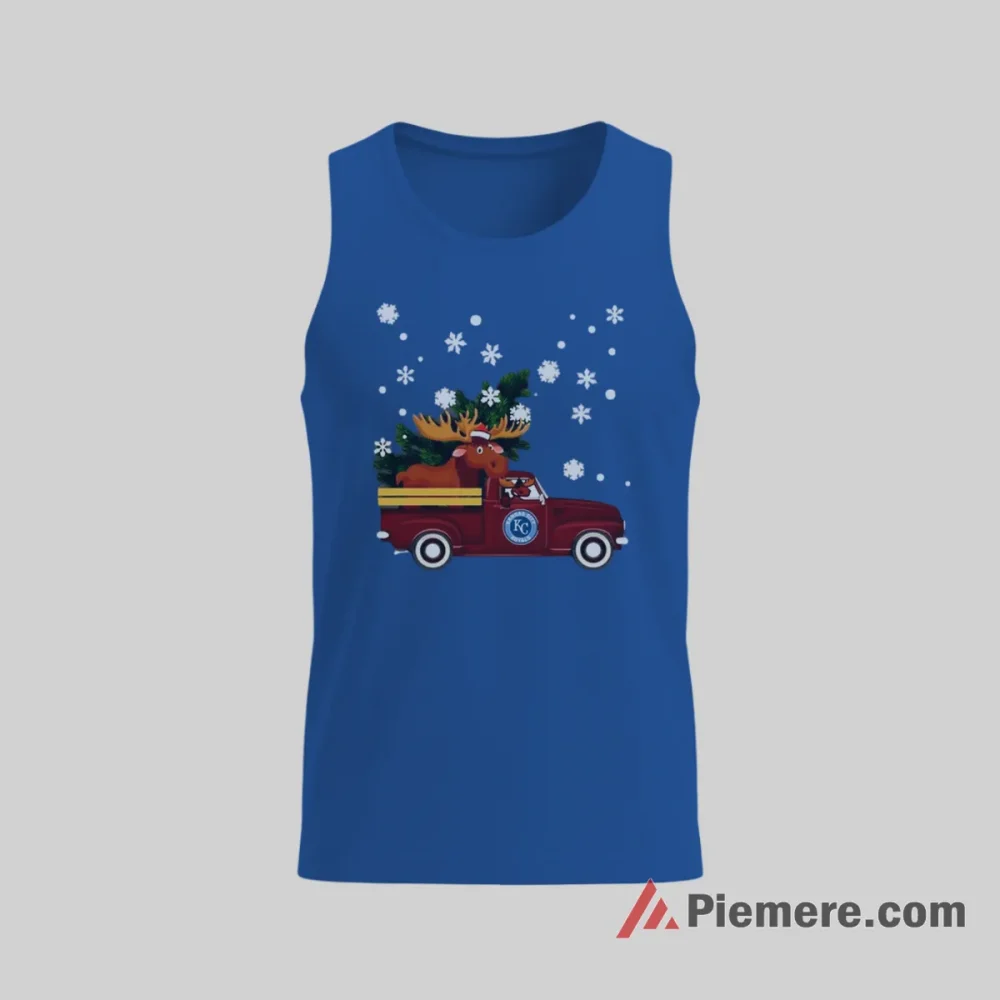 Kansas City Royals Christmas Truck Holiday Baseball Shirt on royal blue tank top for men graphic tee