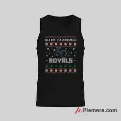 Kansas City Royals Christmas Ugly Sweater Style Baseball Fan Shirt on black tank top for men graphic tee