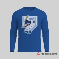 Kansas City Royals Classic Mickey Mouse Baseball Shirt on royal blue long sleeve shirt for men graphic tee