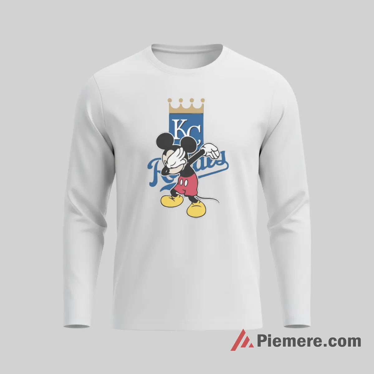 Kansas City Royals Dabbing Mickey Mouse Celebration Shirt on white long sleeve shirt for men graphic tee