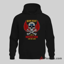 Kansas City Royals Damn Right I Am A Royals Fan Skull Shirt on black hoodie for men graphic tee