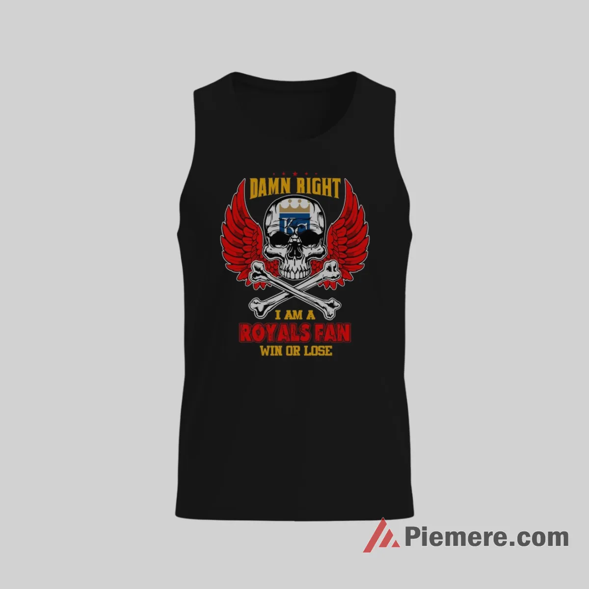Kansas City Royals Damn Right I Am A Royals Fan Skull Tank Top Black Kansas City Royals Damn Right I Am A Royals Fan Skull Shirt on black tank top for men graphic tee