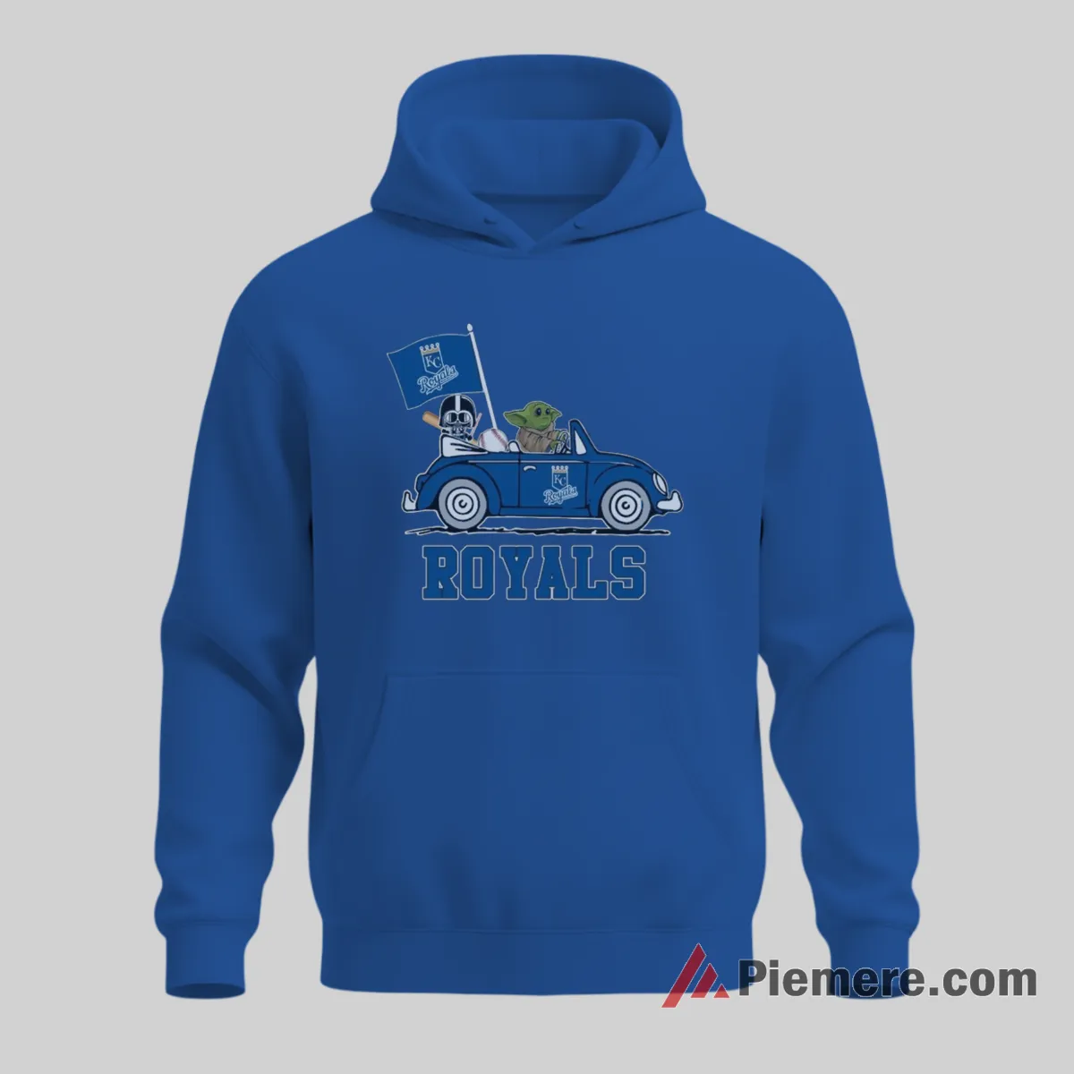 Kansas City Royals Darth Vader Baby Yoda Driving Cartoon Baseball Shirt on royal blue hoodie for men graphic tee