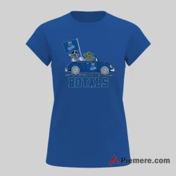 Kansas City Royals Darth Vader Baby Yoda Driving Cartoon Baseball Shirt on royal blue short sleeve shirt for women graphic tee