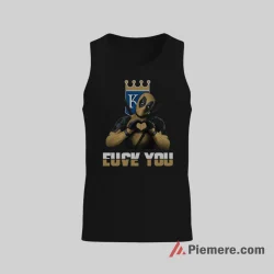 Kansas City Royals Deadpool Rebel Comic Baseball Shirt on black tank top for men graphic tee