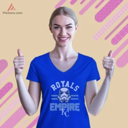 Royal blue V neck tee with Royals Empire print