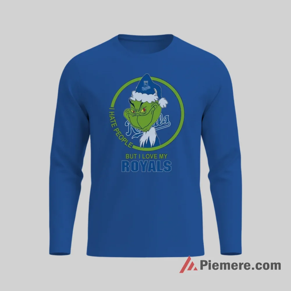 Kansas City Royals Grinch Christmas Baseball Fan Shirt on royal blue long sleeve shirt for men graphic tee