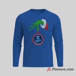Kansas City Royals Grinch Christmas Baseball Ornament Shirt on royal blue long sleeve shirt for men graphic tee