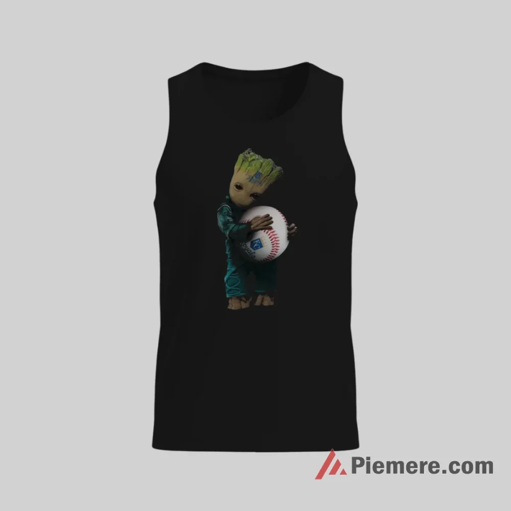 Kansas City Royals Groot Baseball Fan Shirt on black tank top for men graphic tee