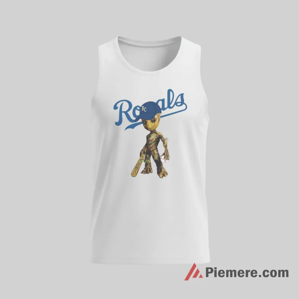 Kansas City Royals Groot Guardians Of The Galaxy Baseball Shirt on white tank top for men graphic tee