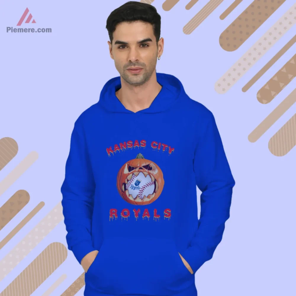 Royal blue hoodie with Halloween pumpkin Royals design