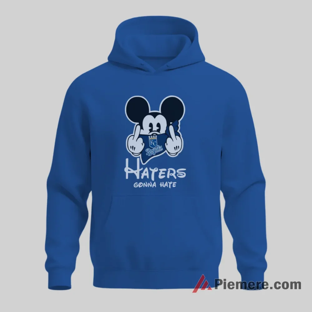 Kansas City Royals Haters Gonna Hate Mickey Mouse Shirt on royal blue hoodie for men graphic tee