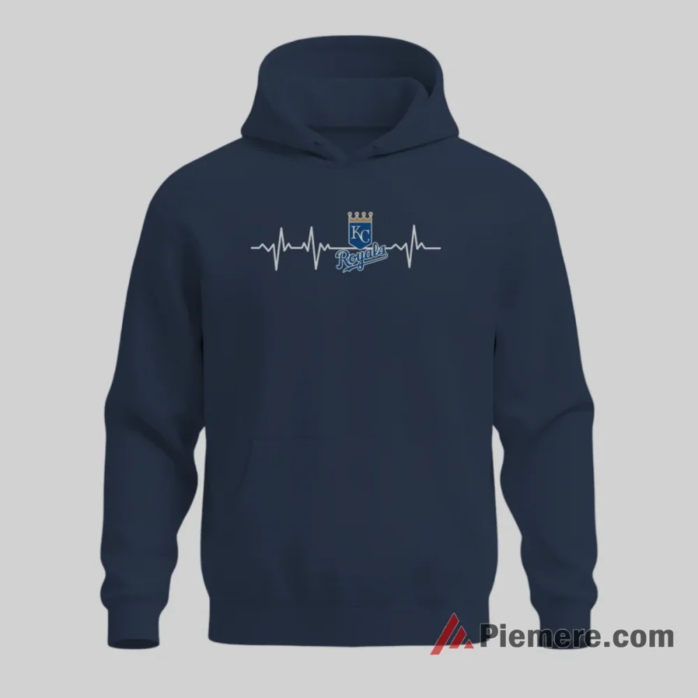 Kansas City Royals Heartbeat Baseball Fan Shirt on navy hoodie for men graphic tee