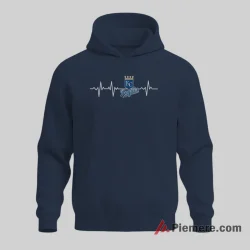 Kansas City Royals Heartbeat Baseball Fan Shirt on navy hoodie for men graphic tee
