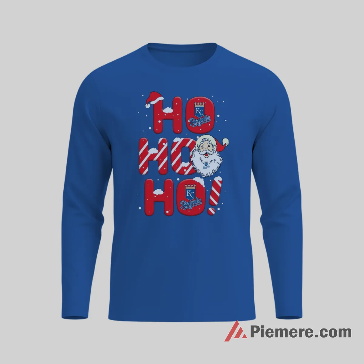 Kansas City Royals Ho Ho Ho Santa Christmas Baseball Long Sleeve Royal Blue Kansas City Royals Ho Ho Ho Santa Christmas Baseball Shirt on royal blue long sleeve shirt for men graphic tee