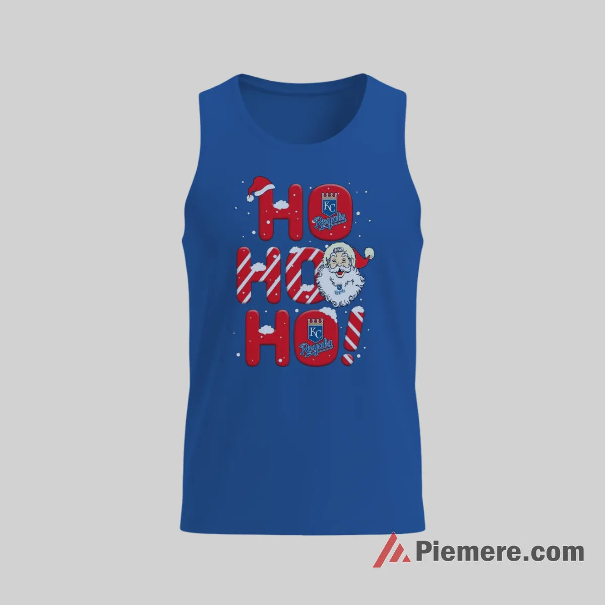 Kansas City Royals Ho Ho Ho Santa Christmas Baseball Tank Top Royal Blue Kansas City Royals Ho Ho Ho Santa Christmas Baseball Shirt on royal blue tank top for men graphic tee