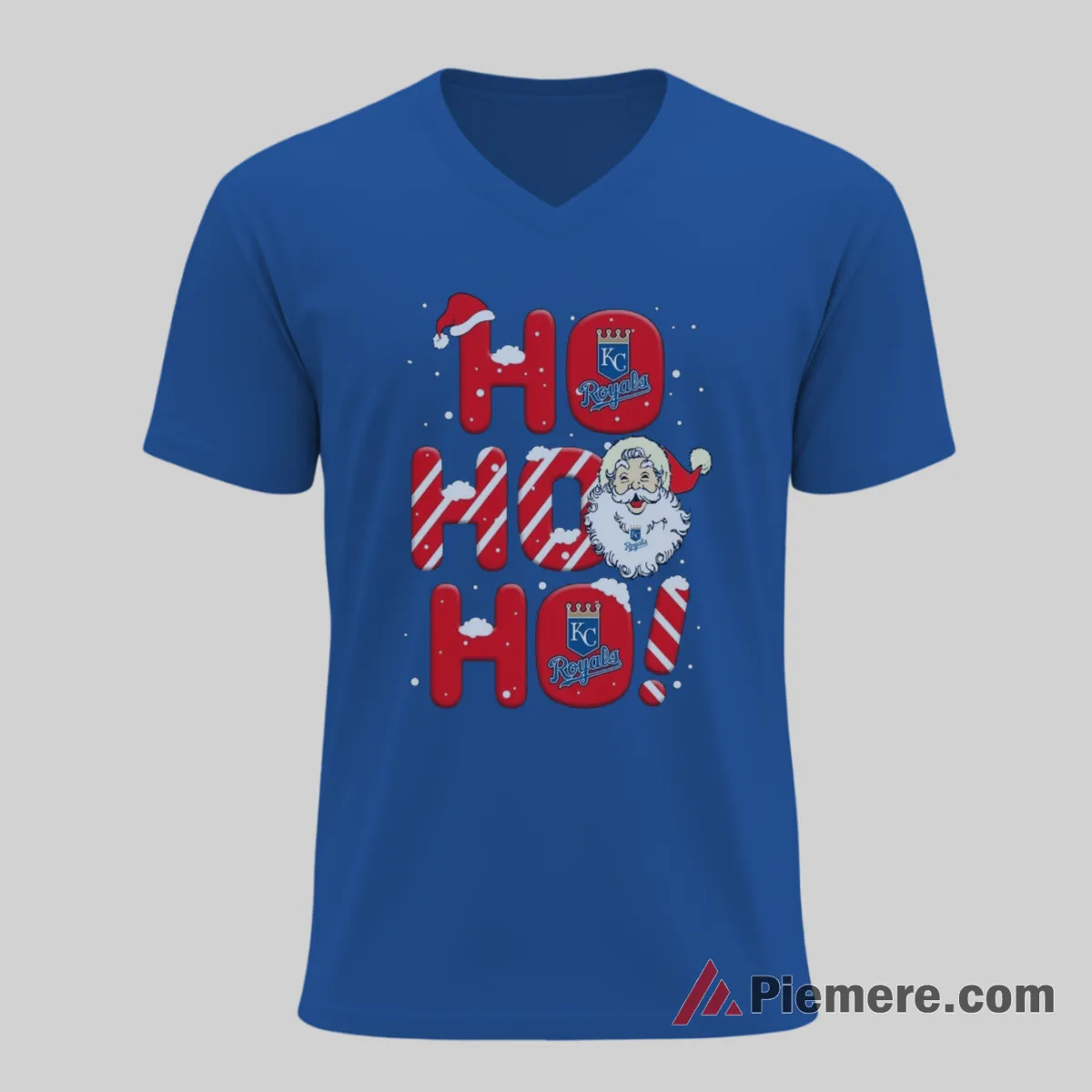 Kansas City Royals Ho Ho Ho Santa Christmas Baseball V Neck Royal Blue Kansas City Royals Ho Ho Ho Santa Christmas Baseball Shirt on royal blue v-neck shirt for men graphic tee