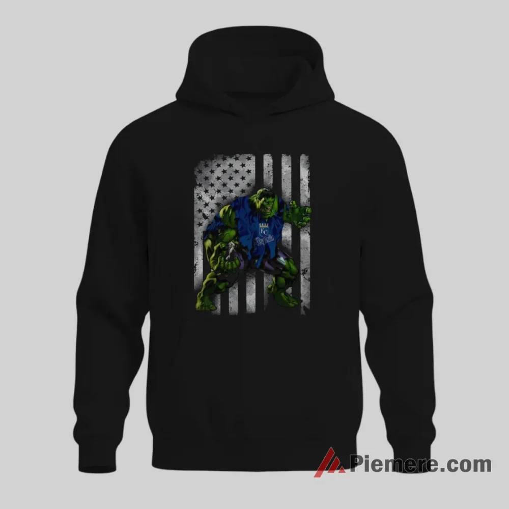 Kansas City Royals Hulk American Flag Baseball Hero Shirt on black hoodie for men graphic tee