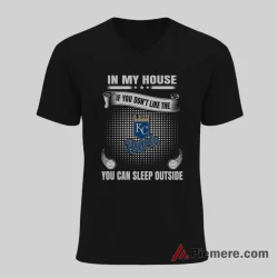 Kansas City Royals In My House Royals Rules Baseball Shirt on black v-neck shirt for men graphic tee