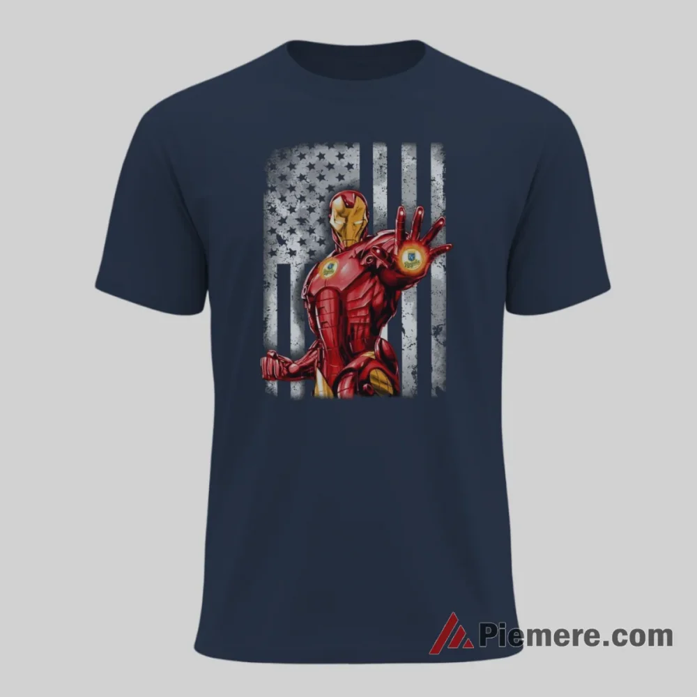 Kansas City Royals Iron Man American Flag Hero Shirt on navy short sleeve shirt for men graphic tee
