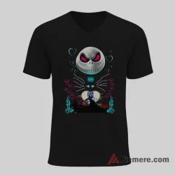 Kansas City Royals Jack Skellington And Sally Gothic Baseball Shirt on black v-neck shirt for men graphic tee