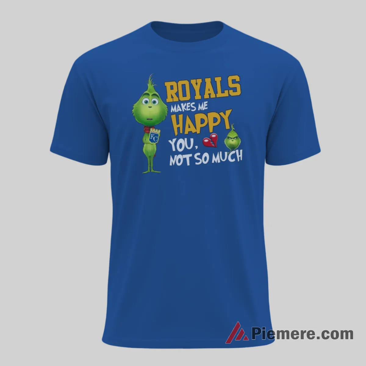 Kansas City Royals Makes Me Happy Grinch Baseball Shirt on royal blue short sleeve shirt for men graphic tee