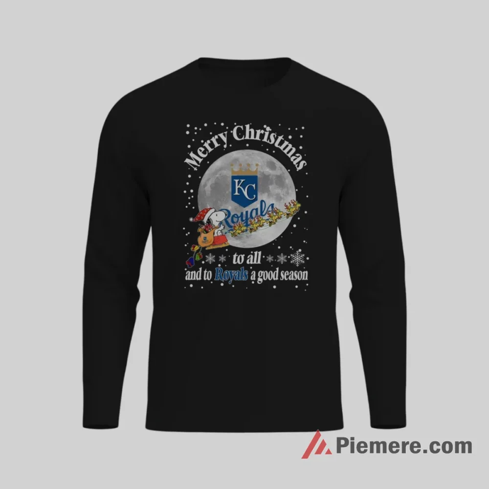 Kansas City Royals Merry Christmas And A Royals Good Season Shirt on black long sleeve shirt for men graphic tee