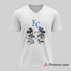 Kansas City Royals Mickey Mouse And Minnie Mouse Fan Love Shirt on white v-neck shirt for men graphic tee