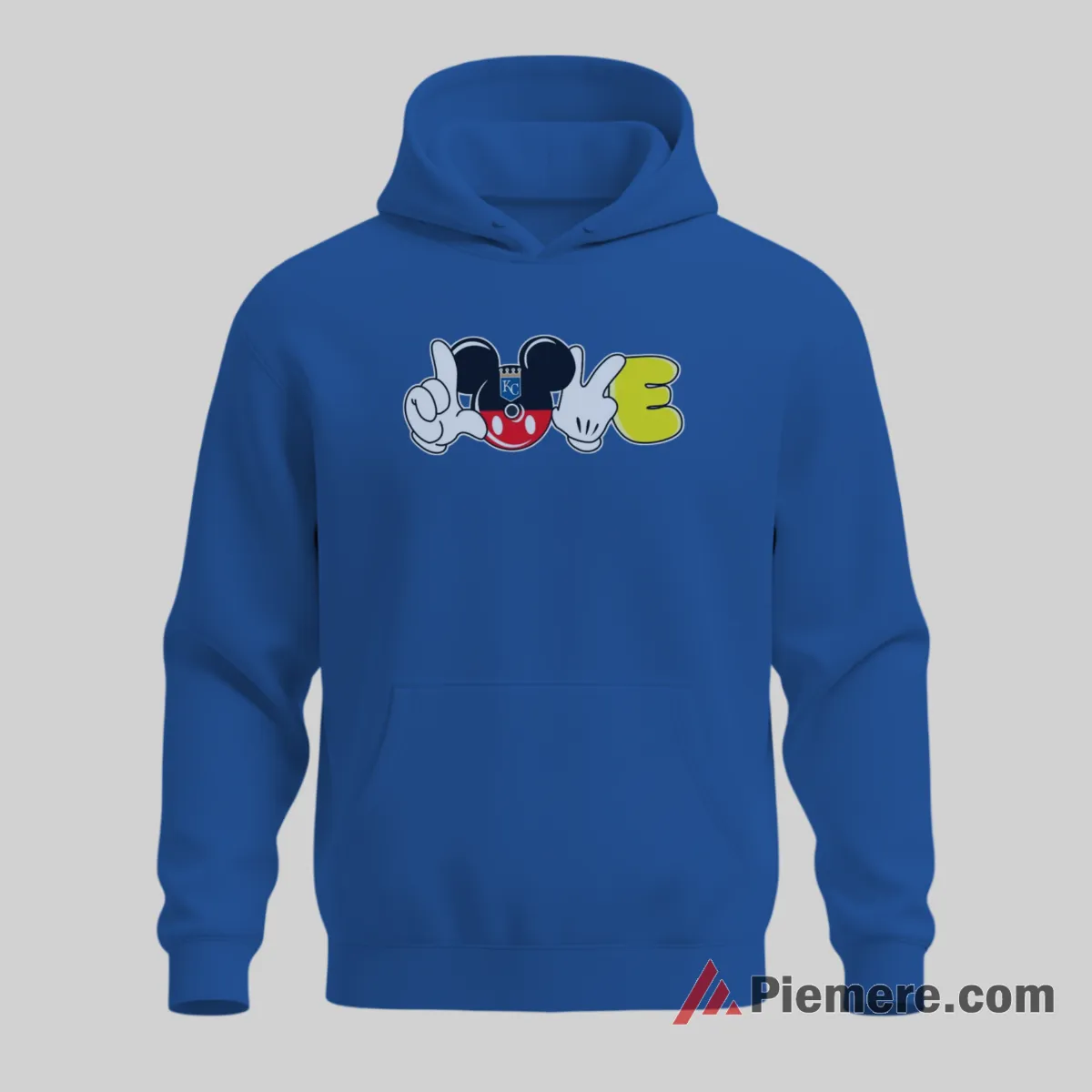 Kansas City Royals Mickey Mouse Baseball Love Shirt on royal blue hoodie for men graphic tee