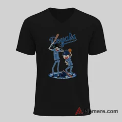 Kansas City Royals Rick And Morty Cartoon Baseball Shirt on black v-neck shirt for men graphic tee