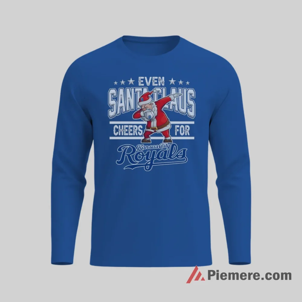 Kansas City Royals Santa Cheers For The Royals Christmas Shirt on royal blue long sleeve shirt for men graphic tee