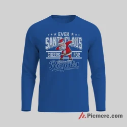 Kansas City Royals Santa Cheers For The Royals Christmas Shirt on royal blue long sleeve shirt for men graphic tee