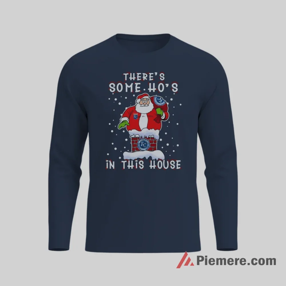 Kansas City Royals Santa Stuck In Chimney Christmas Baseball Shirt on navy long sleeve shirt for men graphic tee