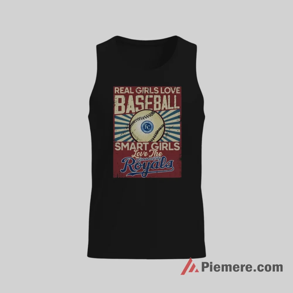 Kansas City Royals Smart Girls Love Baseball Fan Shirt on black tank top for men graphic tee