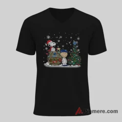 Kansas City Royals Snoopy Charlie Brown Christmas Baseball Shirt on black v-neck shirt for men graphic tee