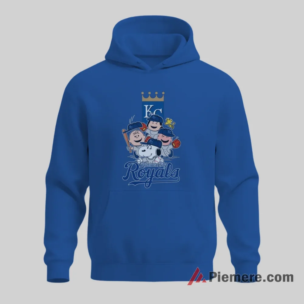 Kansas City Royals Snoopy Charlie Brown Woodstock Baseball Shirt on royal blue hoodie for men graphic tee