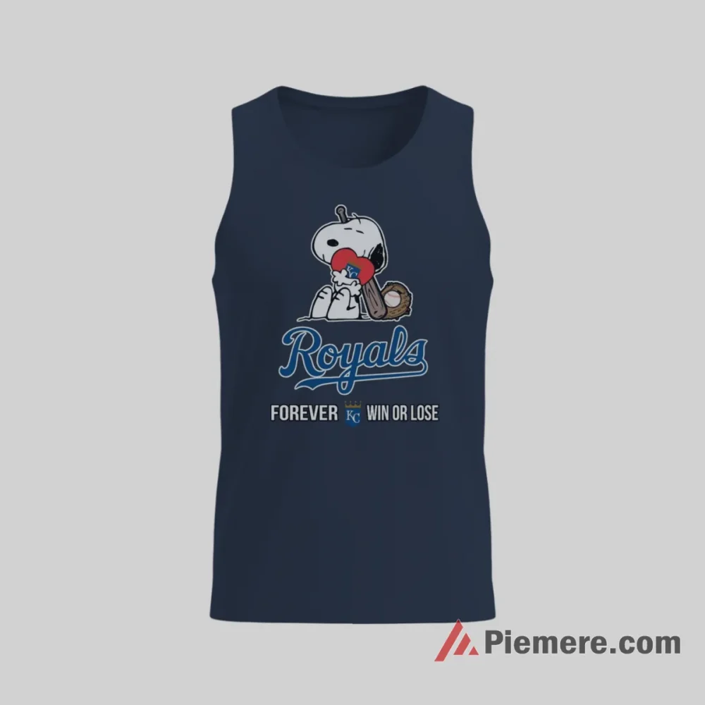 Kansas City Royals Snoopy Forever Win Or Lose Baseball Shirt on navy tank top for men graphic tee