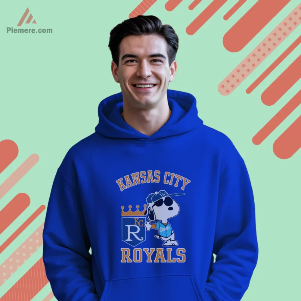 Snoopy Royals graphic on royal blue hoodie