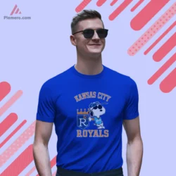 Kansas City Royals Snoopy Shirt on royal blue short sleeve