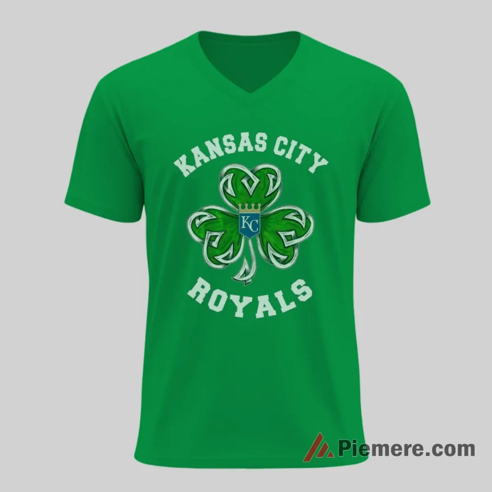 Kansas City Royals St Patricks Day Clover Baseball Shirt on irish green v-neck shirt for men graphic tee