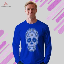 Royals sugar skull design on royal blue long sleeve