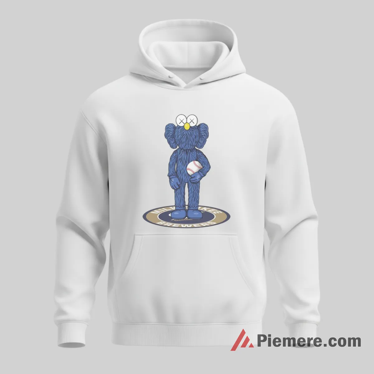 Kaws Style Blue Companion Milwaukee Brewers Art Figure Shirt on white hoodie for men graphic tee