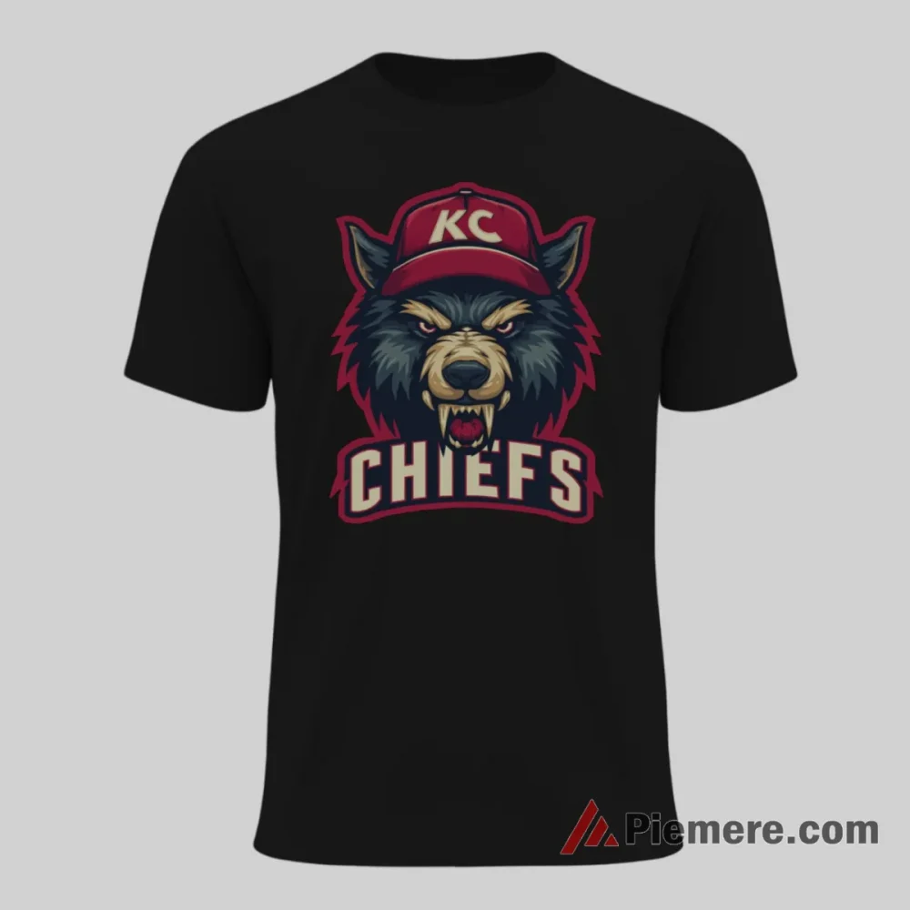 Kc Wolf Kansas City Chiefs Fierce Mascot Street Shirt on black short sleeve shirt for men graphic tee